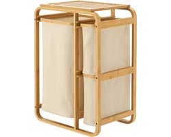 Wasmand Evenes met waszakken 70,5x49,5x33 cm beige