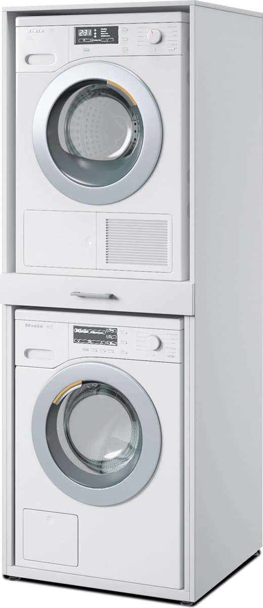 MOBISTOXX Wasmachine Kast - Wasmachine Verhoger - Wasmachine Ombouw - 69 cm x 67 cm x 189 cm (B x D x H) - Voor Wasmachine en Droogkast - Wit — afbeelding 1