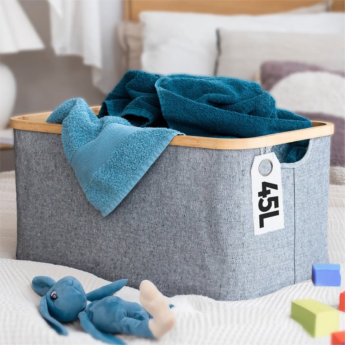 Gadgy Opvouwbare Wasmand - Heupwasmand 45 L - Opbergmand - Wasbox - Wasmanden - Laundry Basket - Grijs — afbeelding 1