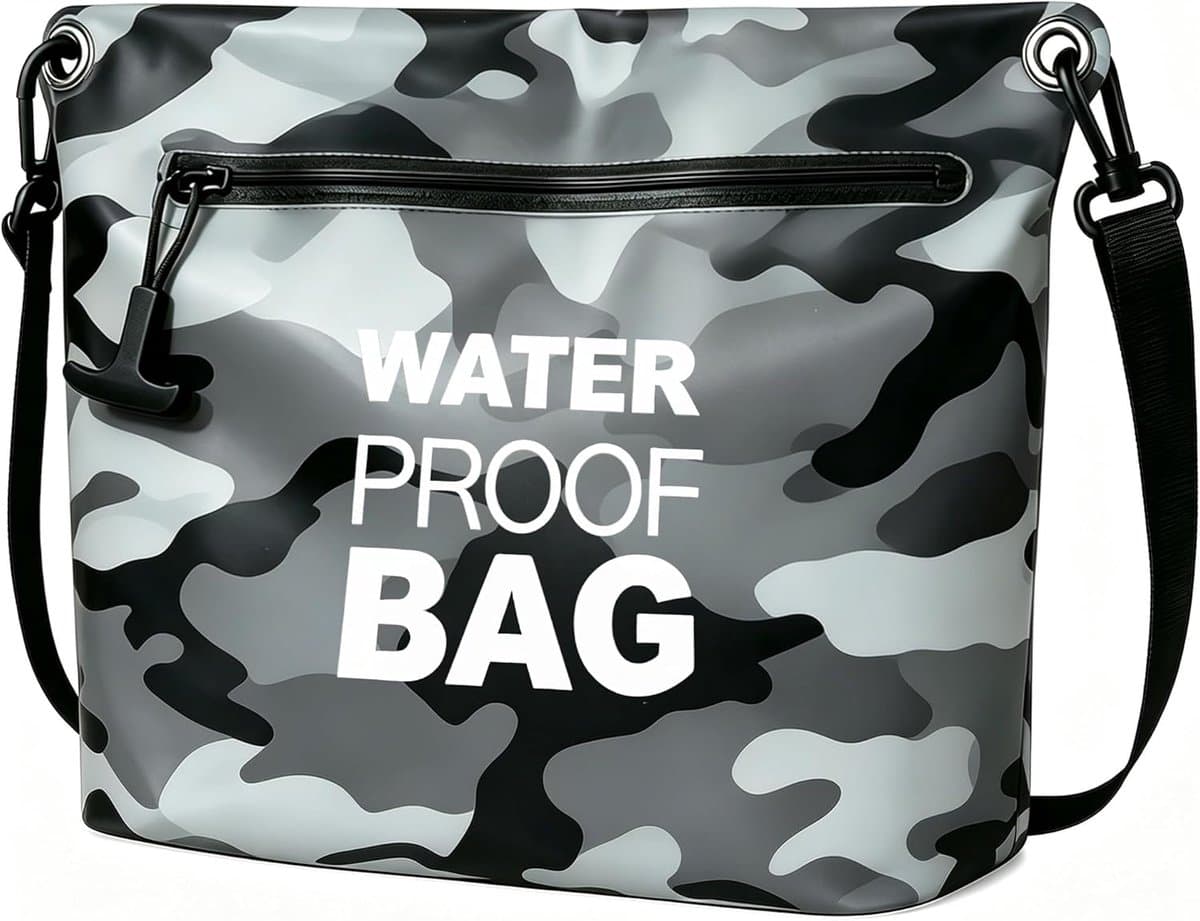 Crossbodytas met luchtdichte ritssluiting, lichtgewicht droogtas met verstelbare riem voor strand, zwemmen, reizen en dagelijks gebruik, Camouflage — afbeelding 1