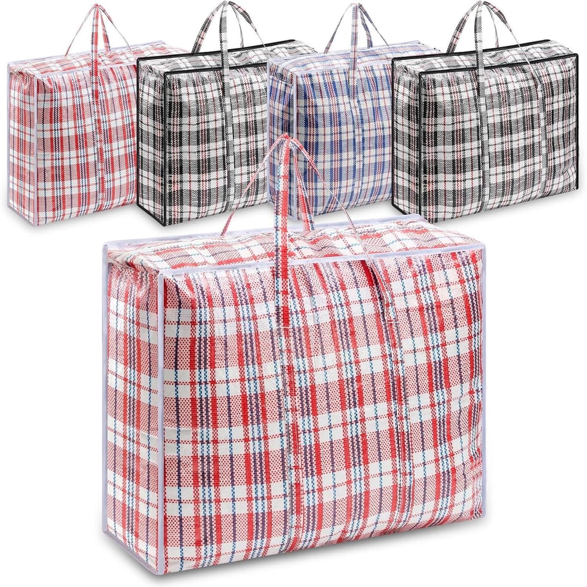 Set van 5 Waszakken voor Kleding, Opbergzakken en Verhuiszakken - 80 x 60 x 11 cm, Duurzaam en Ruimtebesparend — afbeelding 1
