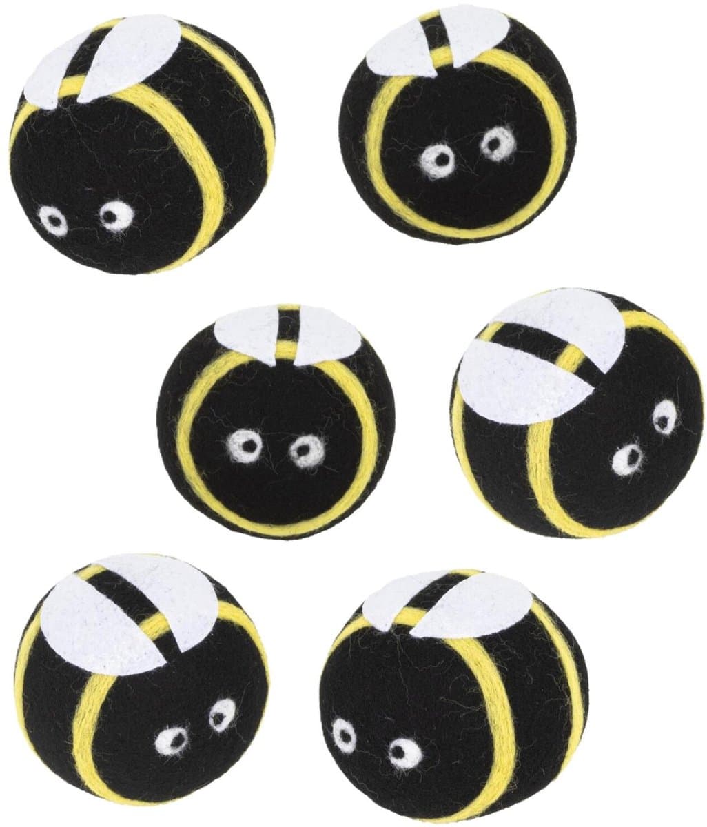 HI drogerballen/wasbollen - 6x stuks - bijen - voor zachte/kreukvrije was - wasdroger ballen — afbeelding 1