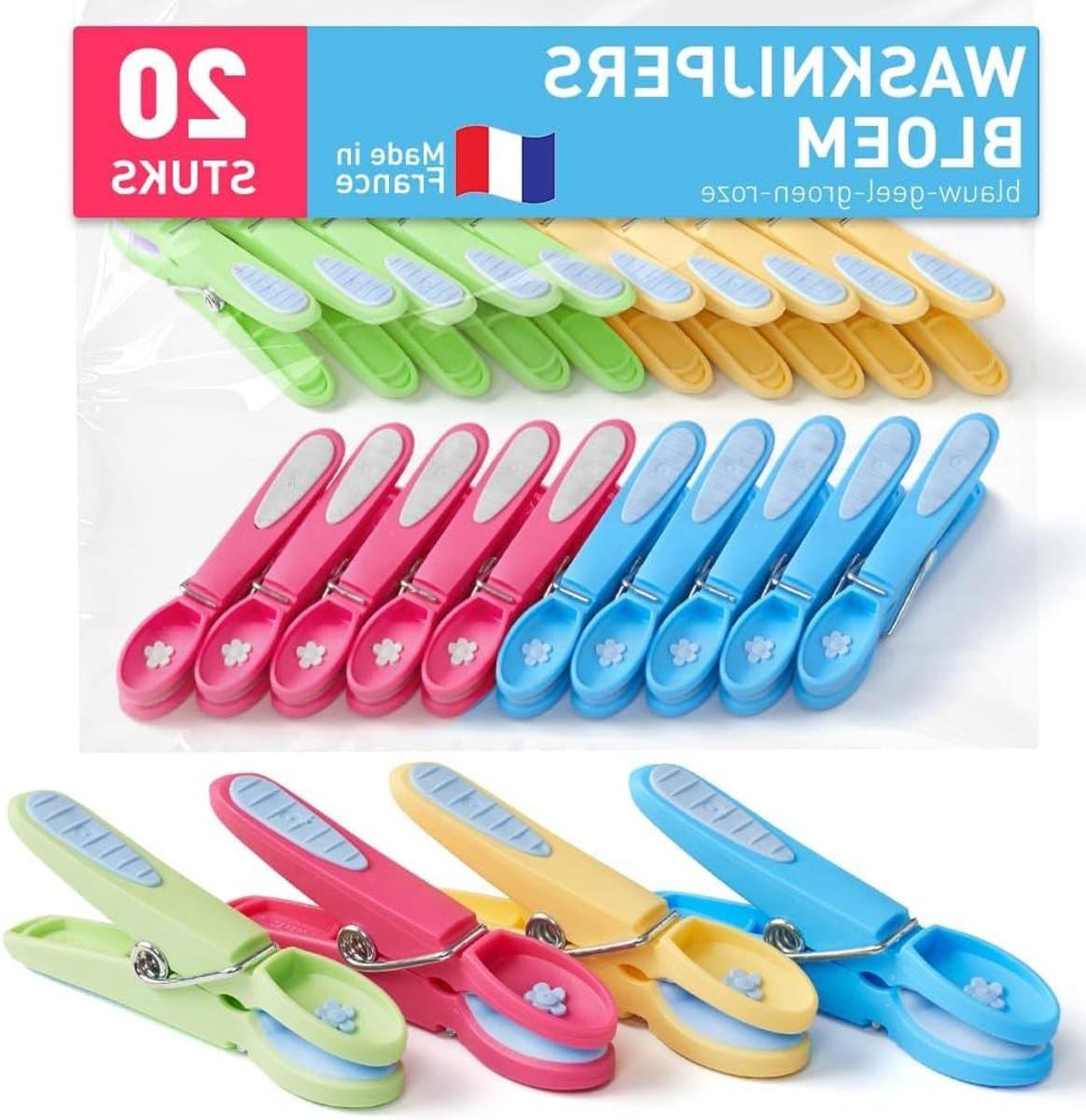 Wasknijpers Bloem - Kledingknijpers Kledinghangers - Kleding Drogen - Zacht Versterkt - 80 mm - Gekleurd — afbeelding 1