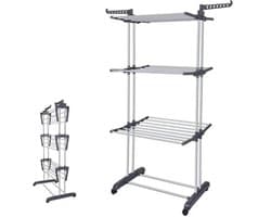 Seth Select Opvouwbaar Wasrek met 3 Niveaus – Droogrek met Zijvleugels voor Binnen en Buiten – Groot Wasdroogrek voor Kleding en Wasgoed