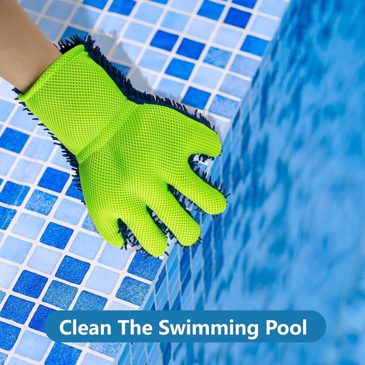Handschoen voor vijf vingerreiniging, 1 paar chenille microvezel handschoenen voor auto, handschoenen voor het reinigen van het zwembad, dubbelzijdige microvezelhandschoenen, voor spa, auto — afbeelding 1