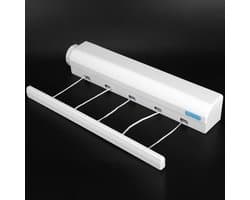 carmdering - Wasdraad - Waslijn Uittrekbaar - Uittrekbare Wasdraad - Drooglijnen - 5x 3,2 meter - Binnen en Buiten – plastic - Alternatief Wasrek of Droogrek- Wit