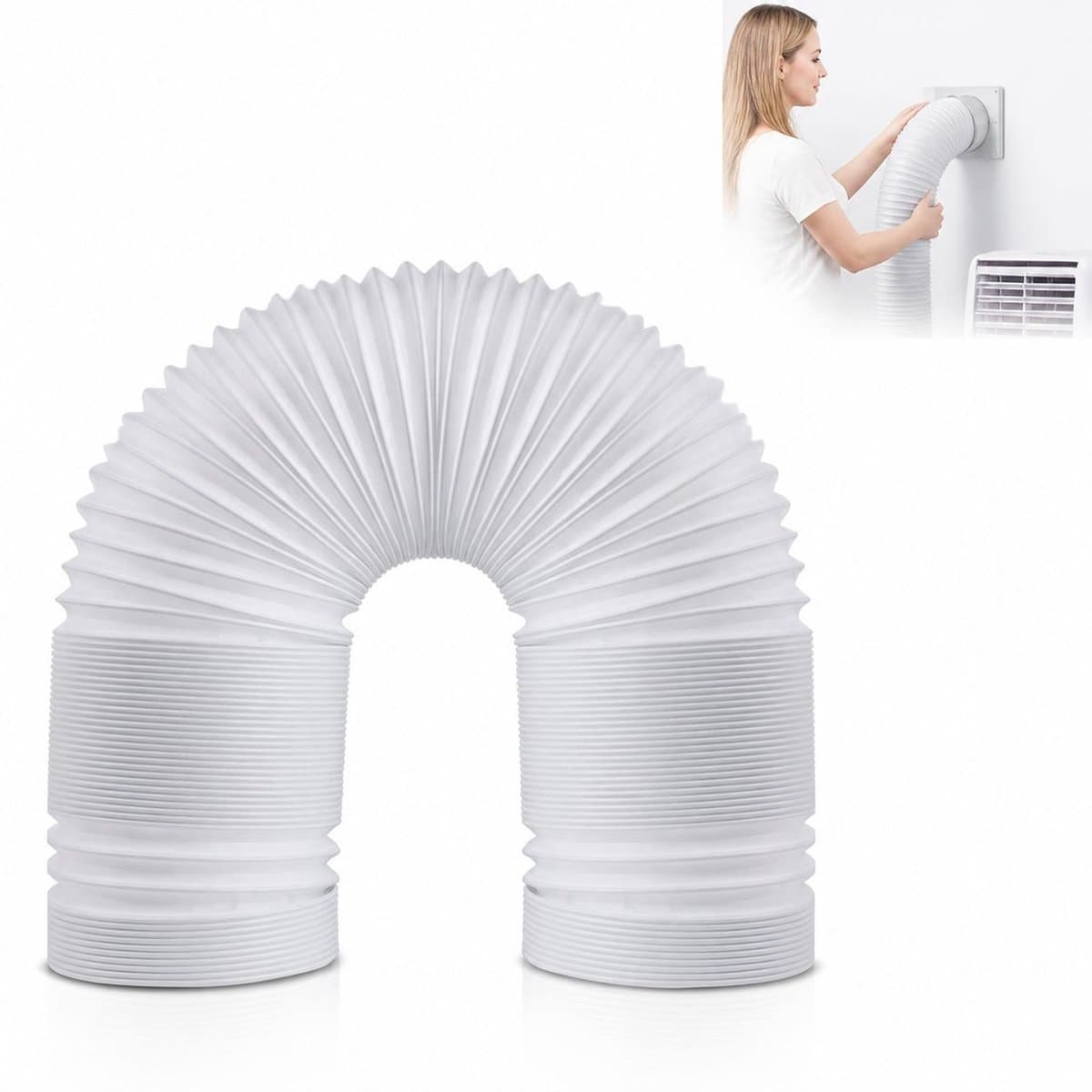 VHV-Afvoerslang - Links Draaiend - 1.5 Meter - 15 cm Diameter - Linkse Schroefdraad en Flexibele Luchtafvoerslang voor Mobiele Airco en Droger - 1.5m 150mm — afbeelding 1