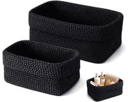 Set van 2 opbergmanden voor badkamer, haakmand, decoratieve opbergmand, kleine opbergmanden, kleine opbergmanden voor slaapkamer, keuken, kast, speelgoed, make-up