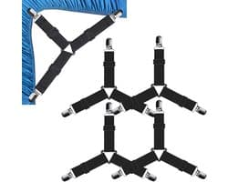 SnelShoppen - Bedlaken Klemmen Set van 4, Verstelbare Spanners voor Bedlakens met Metalen Clips, Elastische Hoek Klemmen voor Stabiliteit en Stevighei