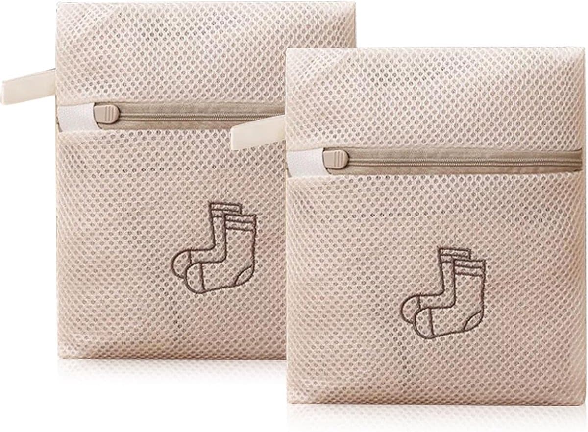 SnelShoppen - 2 Pack Mesh Waszakken Reissokken Wasnet met Rits voor Delicate Kleding, Bh, Lingerie, Ondergoed, Schoenen, 18 x 20 cm — afbeelding 1
