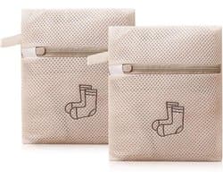 SnelShoppen - 2 Pack Mesh Waszakken Reissokken Wasnet met Rits voor Delicate Kleding, Bh, Lingerie, Ondergoed, Schoenen, 18 x 20 cm