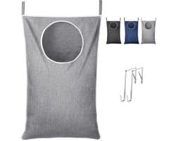 Over Door Laundry Hamper, Grote Inklapbare Hangende Wasmand, Hangende Wasmand Tas voor Badkamer Slaapkamer Vuile Kleren Opberg Organisatie, Licht Grijs, 1 Pak
