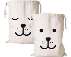 Set van 2 Katoenen Waszakken met Trekkoord - 60 x 50 cm - Ideaal voor Kleding, Speelgoed en Organisatie