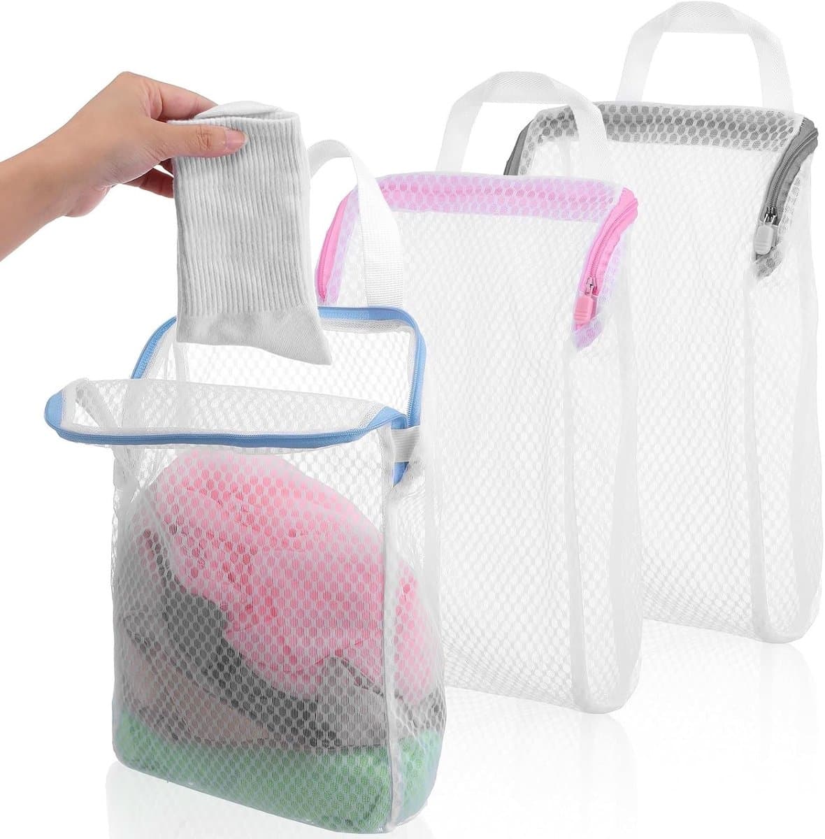 3D Mesh Waszakken Set van 3 met Ophanglussen, Duurzame Rits Waszakken voor Kleding, Delicates en Ondergoed, Ideaal voor de Wasmachine — afbeelding 1