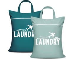 SnelShoppen - 2 grote waterdichte waszakken met handvat - wasbare reiszakken voor vuile of natte kleding - ideaal voor op reis, sport, zwembad, studen