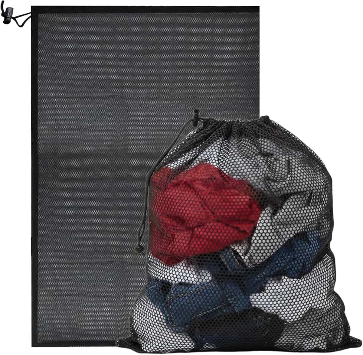 Waszakken voor wasgoed, net, 70 x 90 cm, grote waszakken met trekkoord, herbruikbaar, voor wasmachine, jas, beddengoed, ondergoed, kleding — afbeelding 1