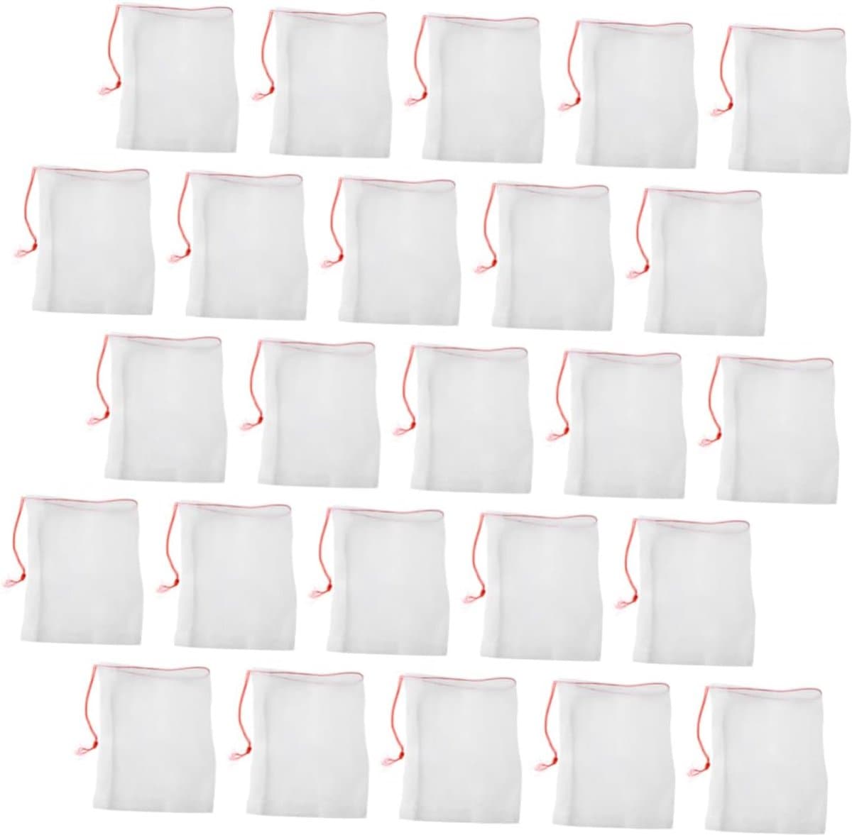 Nettas met trekkoord - Beschermzak fruit - Fruit beschermen - Ademend nylon materiaal - 10x15 cm - Wit — afbeelding 1