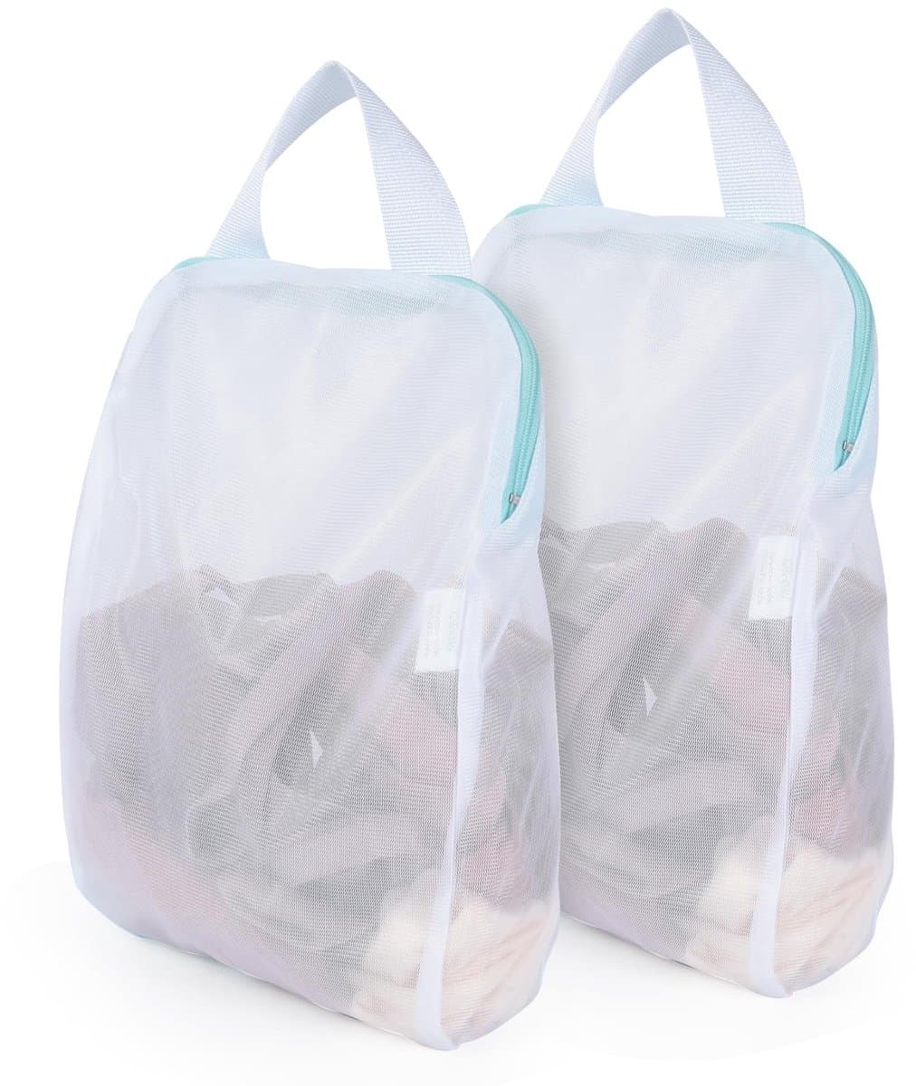 Dailygoods - OTraki 2 stuks wasnetten met handgrepen, 10 x 12 inch wasnet voor wasmachine met grote opening, hangende waszakken klein voor beha, lingerie, ondergoed, sokken en babykleding — afbeelding 1