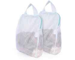 Dailygoods - OTraki 2 stuks wasnetten met handgrepen, 10 x 12 inch wasnet voor wasmachine met grote opening, hangende waszakken klein voor beha, lingerie, ondergoed, sokken en babykleding