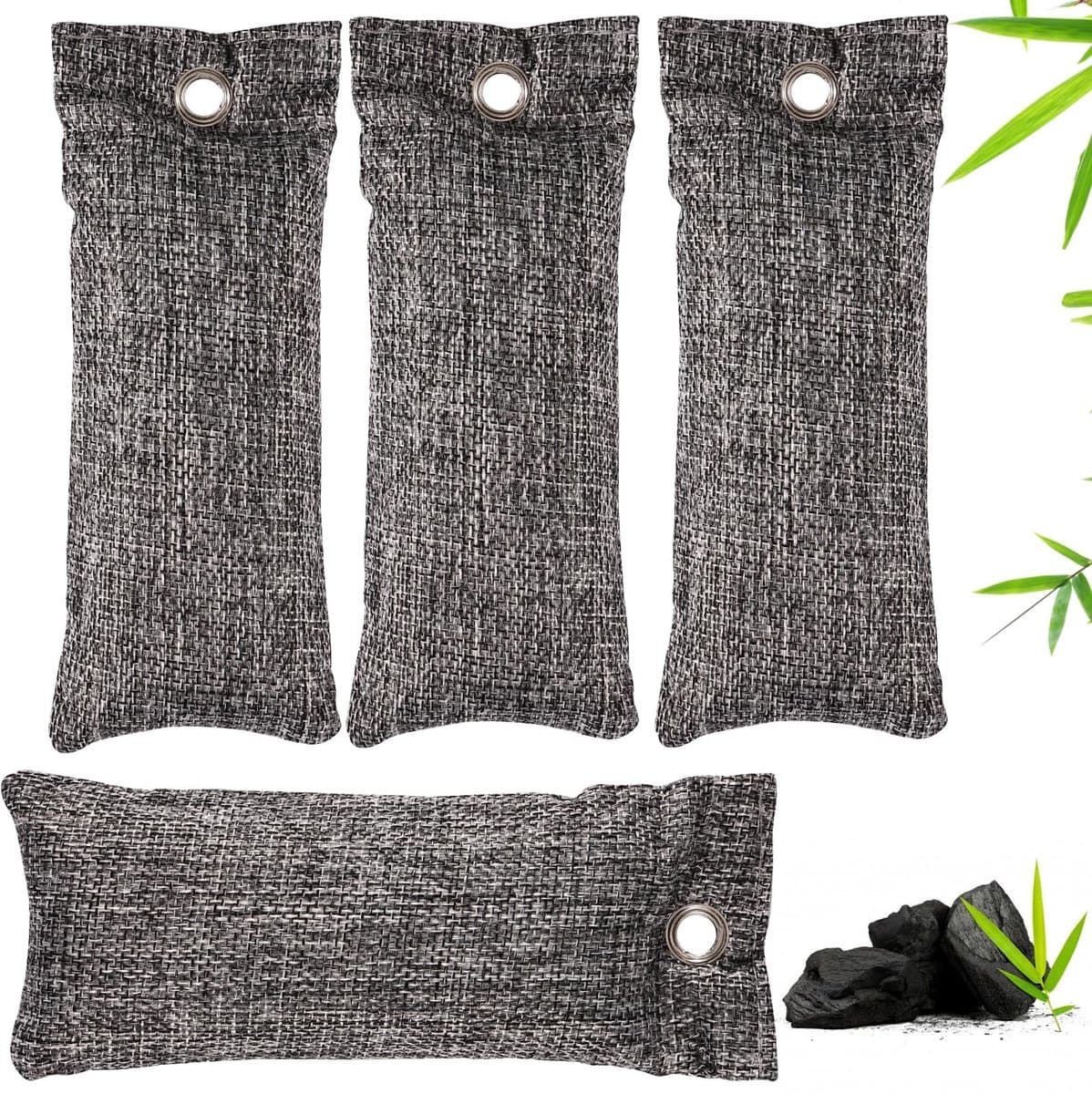 Dailygoods- Actieve Koolzakken 4 Stuks - Geurabsorbeerder - Herbruikbaar - Bamboehoutskool - Ademend - Duurzaam Materiaal - Geurabsorber — afbeelding 1