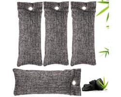 Dailygoods- Actieve Koolzakken 4 Stuks - Geurabsorbeerder - Herbruikbaar - Bamboehoutskool - Ademend - Duurzaam Materiaal - Geurabsorber