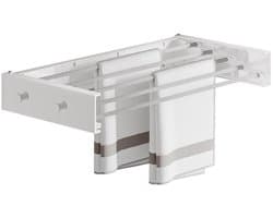 Dailygoods- Droogrek opvouwbaar - Wandmontage - Koolstofstaal/aluminium - 4 haken - Ruimtebesparend - Duurzaam en roestbestendig - Wasrek