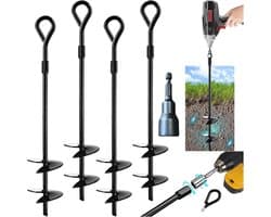 SnelShoppen - 36 cm Grondankers, Tentharingen, Windstormspikes - 5 Stuks Zandharingen, Spiraal Bodemanker voor Carport, Paviljoen, Camping, Weidetent
