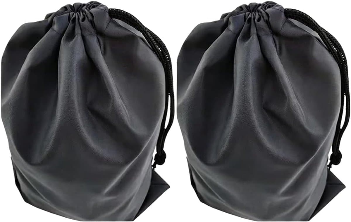 Waszak grote zwart - nylon - trekkoord sluiting - herbruikbaar - ShopVlot — afbeelding 1