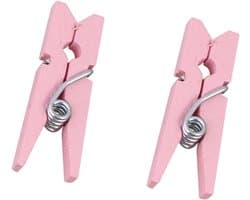 Houten Knijpers - Mini Clips Pinnen - Foto's Ophangen - Creatieve Decoratie - 2.5 cm - Roze