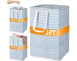 Vouwbare 75L Wasmand voor Vuile Kleding, Waterdichte Opbergcontainer voor Kleding, Speelgoed en Handdoeken in Badkamer en Wasruimte, Blauw