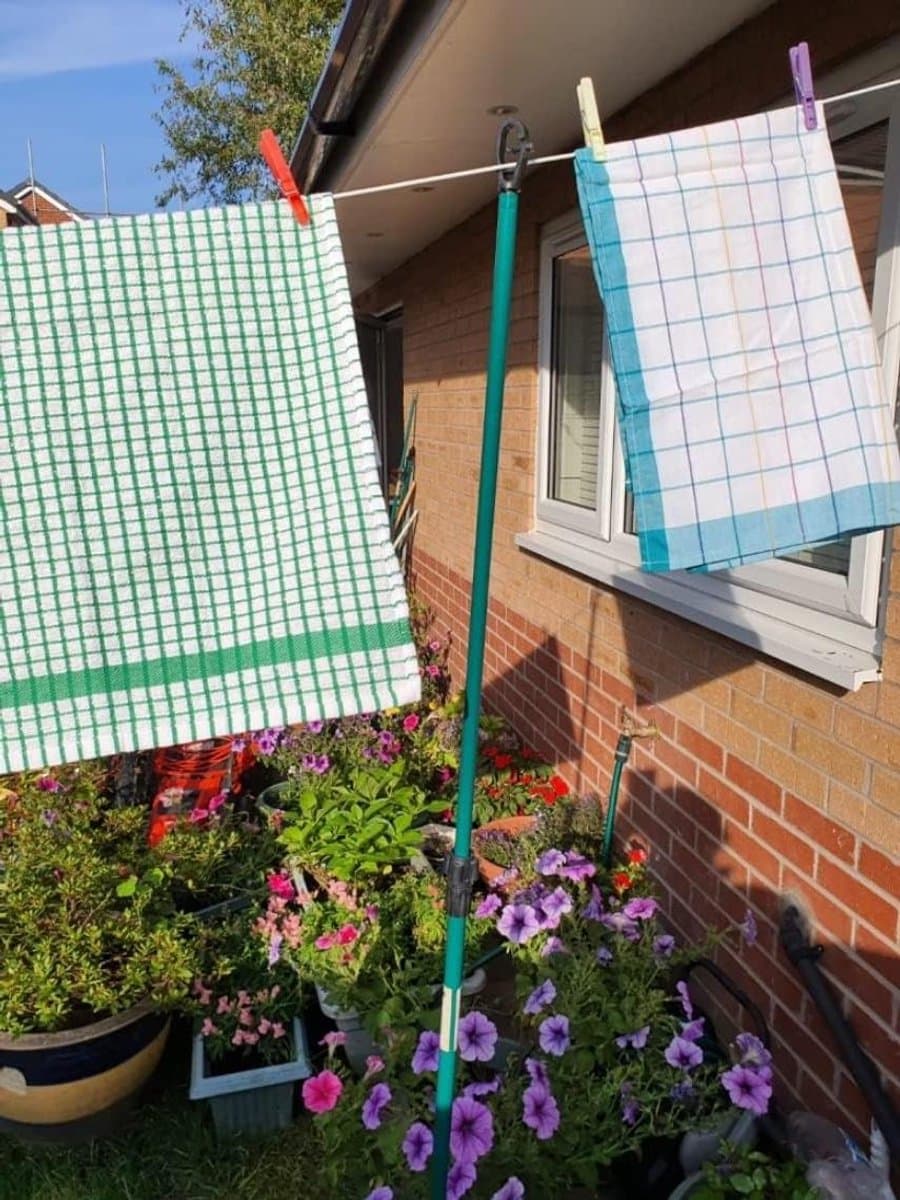 Waslijn Steunpaal - Droogsteun Uittrekbaar - Buiten Kleding Drogen - Verzinkt Metaal - 1.5m tot 2.2m - Groen — afbeelding 1