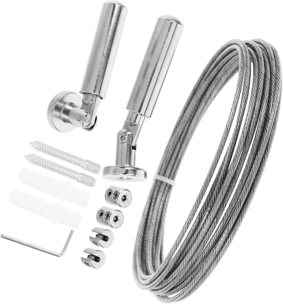 Waslijn Kit - Drooglijn Staaldraad - Kleding Drogen - Roestvrij Staal - 5 Meter - Zilver — afbeelding 1