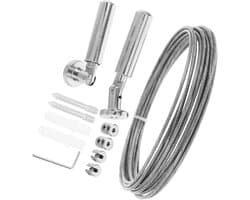 Waslijn Kit - Drooglijn Staaldraad - Kleding Drogen - Roestvrij Staal - 5 Meter - Zilver