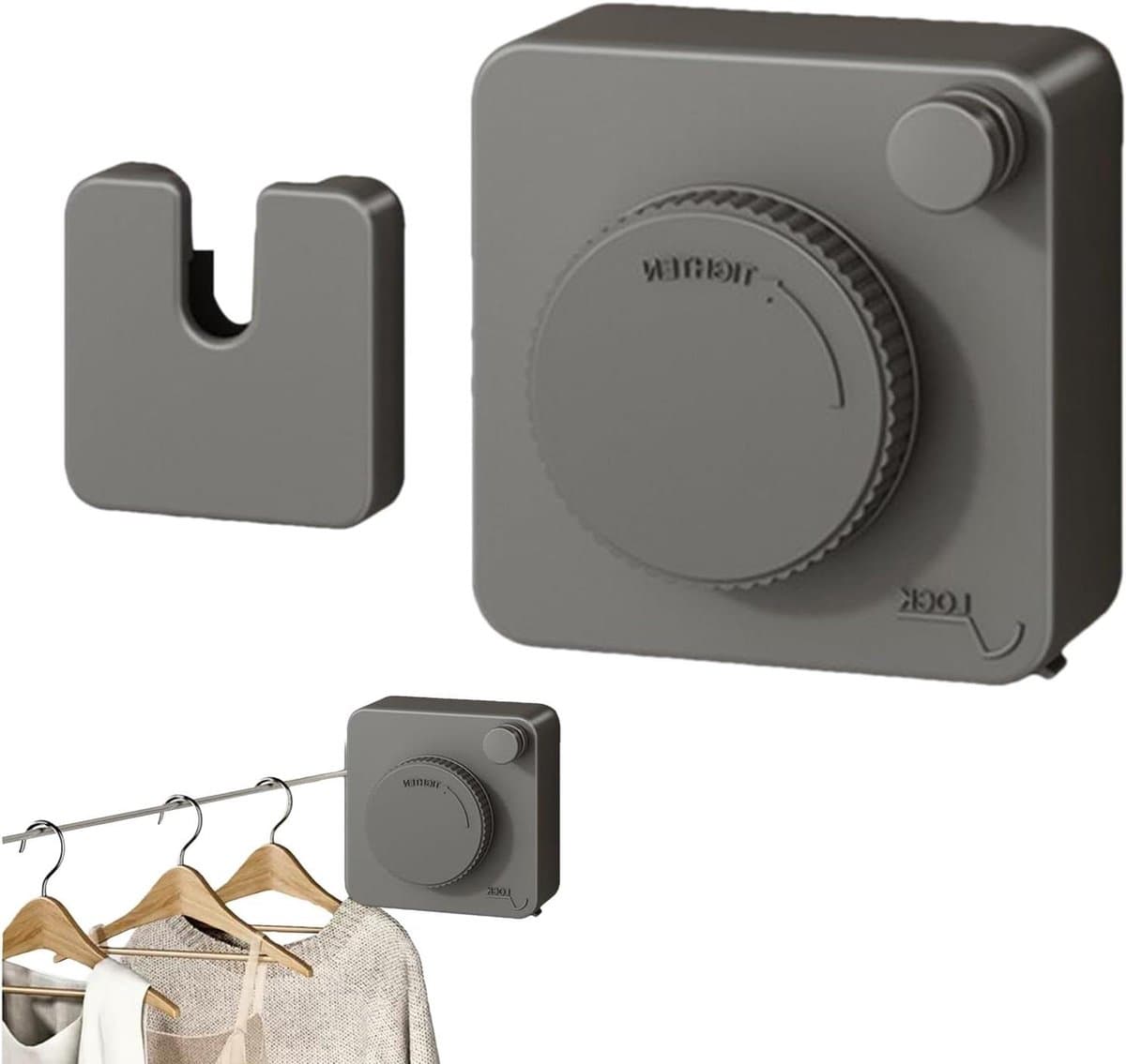 Waslijn Uittrekbaar - Droogrek Binnen - Kleding Drogen - Boorvrij Bevestigen - 4.8 Meter - Zwart — afbeelding 1