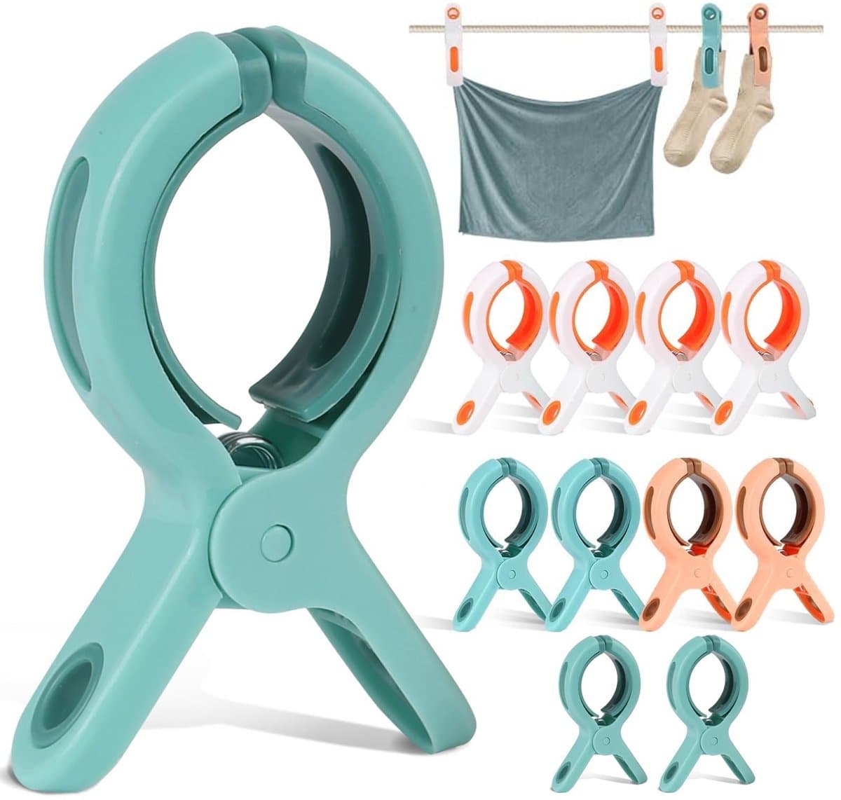 Solidchoice - Dailygoody - Strandhanddoekclips - Winddichte handdoekknijpers - Grote grip - Wit, Roze, Groen - Antislip clips - Voor strand en zwembad - 10 stu — afbeelding 1