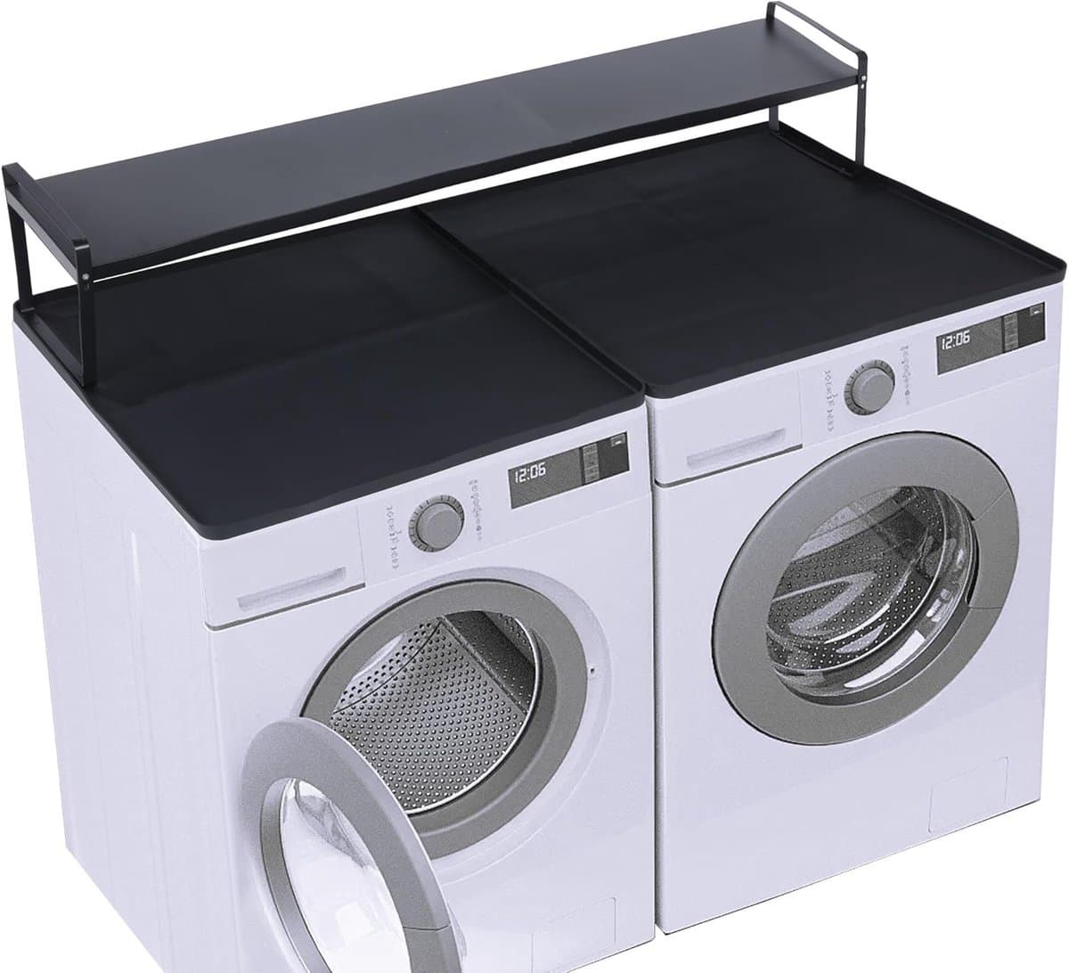 Wasmachine aanrecht - Droger plank - Wasruimte organiseren - Verhoogde opbergruimte - 70 cm breed - Zwart — afbeelding 1