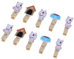 Dailygoods- Wasknijpers Houten 10 Stuks - Mini Wasknijpers - Decoratieklemmen - Fotoclips - Houten Decoratie - Duurzaam Materiaal - Fotoklemmen