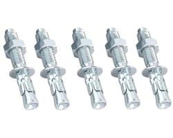Wedge Anchors - Bevestigingselementen Beton - Zware Bevestiging - Gegalvaniseerd Carbon Staal - M10x80mm 5 Stuks - Zilverkleurig