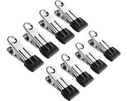 Metalen Wasknijpers - Kledingklemmen Clips - Huishoudelijk Gebruik - Roestvrij Staal - 8 stuks - Zwart