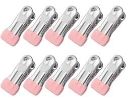 Wasknijpers set - Kledinghangers klemmen - Was drogen - Roestvrij staal - 50 stuks - Roze