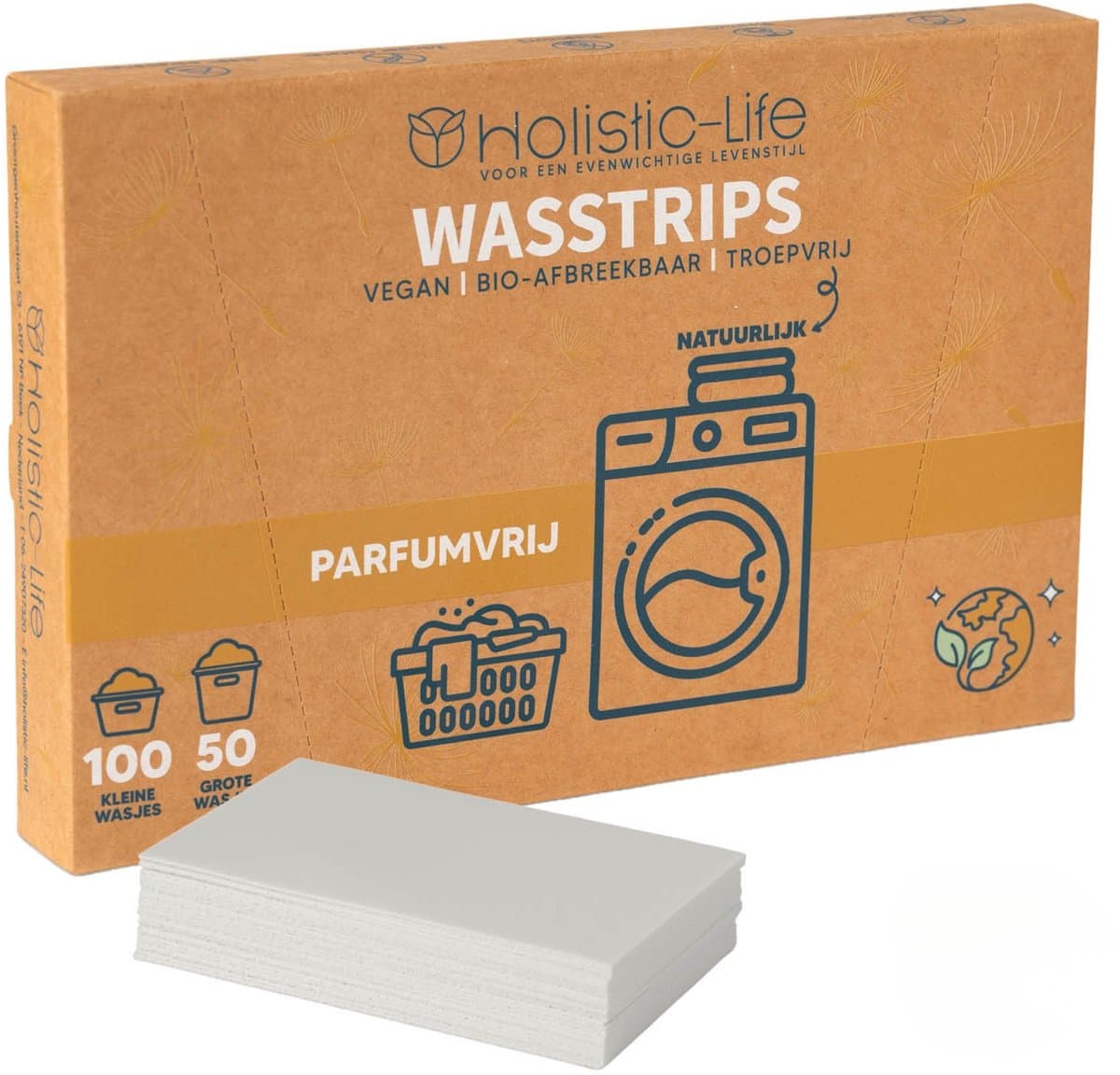 Milieuvriendelijke Wasstrips - Parfumvrij 100 Wasbeurten Incl. Wasverzachter – Wasmiddeldoekjes Wasdoekjes – Detergent sheets - Vegan — afbeelding 1