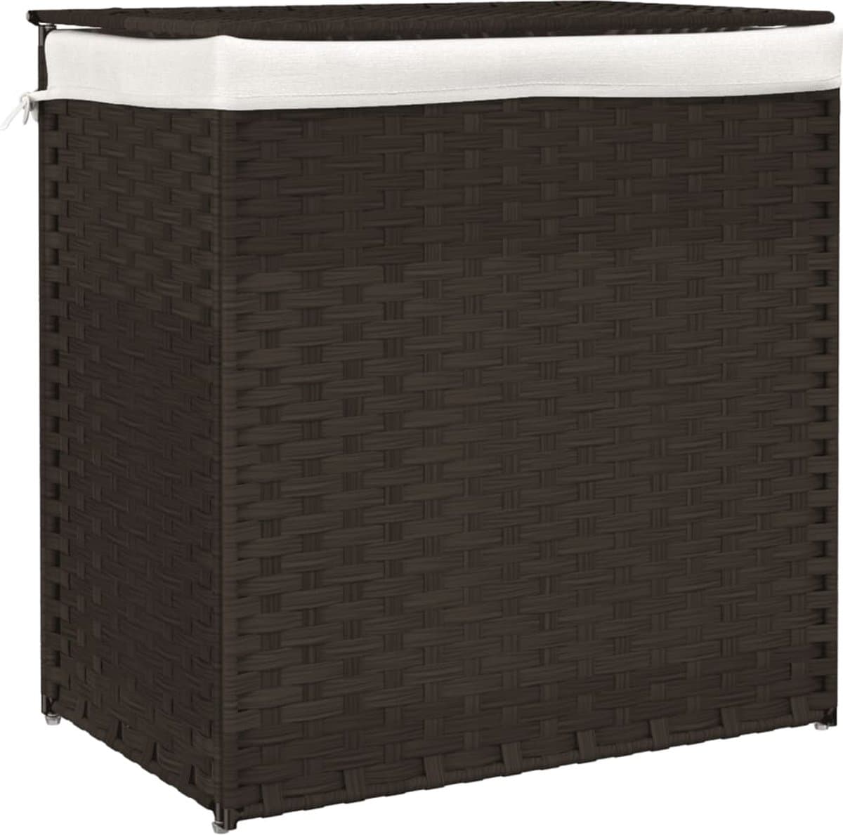 vidaXL - Wasmand - met - 2 - vakken - 53x35x57 - cm - poly - rattan - donkerbruin — afbeelding 1