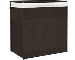 vidaXL - Wasmand - met - 2 - vakken - 53x35x57 - cm - poly - rattan - donkerbruin