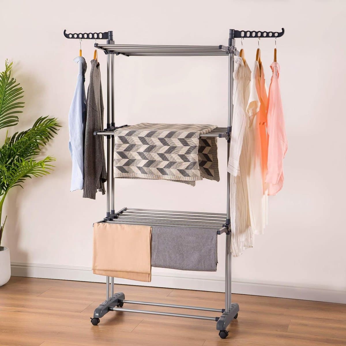 wasdroogrek met grote capaciteit opgewaardeerde versie, droogrek kleding, waslijn roestvrij staal, vouwen binnen en buiten — afbeelding 1