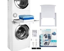 Universele Stapelset met Schuifplateau en Verwijderbare Schuifplank - Wasmachines 47-62 cm Diepte - Hoover Care+Protect Wasmachine rek