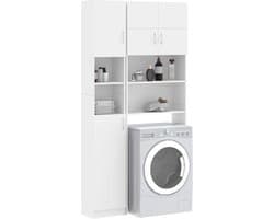 Wasmachine ombouw - Kast - Opbouwmeubel - Verhoger - Wasmachine meubel - Opbergkast - Hout - Wit
