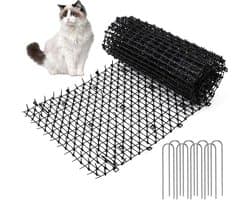 2 meter kattenafweerstrips - barrière voor dieren - 200 x 30 x 22 cm doornrooster - spikes - kattenverjager - 8 U-vormige grondankers - dierenverschrikker