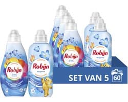 Robijn Perfect Match Wasmiddel en Wasverzachter Pakket - Morgenfris - 5 x 12 = 60 wasbeurten - Voordeelverpakking - 5 stuks