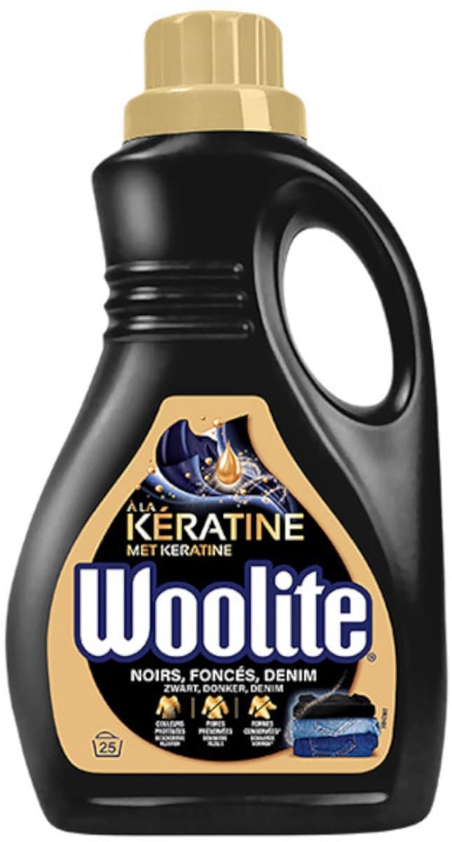 Woolite Zwart, Donker & Denim Wasmiddel met Keratine - 25 Wasbeurten - 1,5L — afbeelding 1