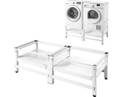 Wasmachineverhoger - Onderstel met Uitschuifbaar Plateau - Hoogte 35,5 cm - Draagvermogen 318 kg - Antislipvoetjes - Voor Wasmachine en Droger - Universeel - Set van 2 - Wit